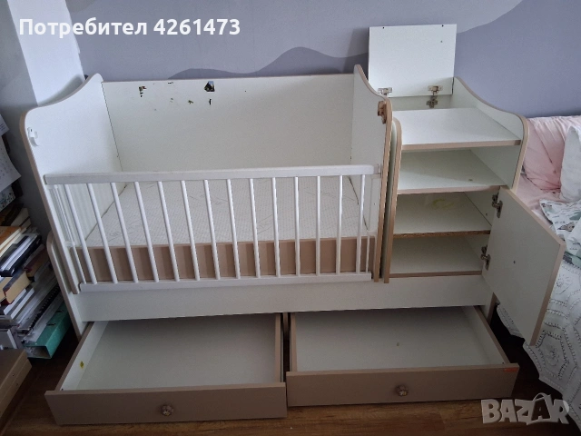 бебешка кошара с повивалник и опция за юнушеско легло, снимка 3 - Кошарки - 53368948