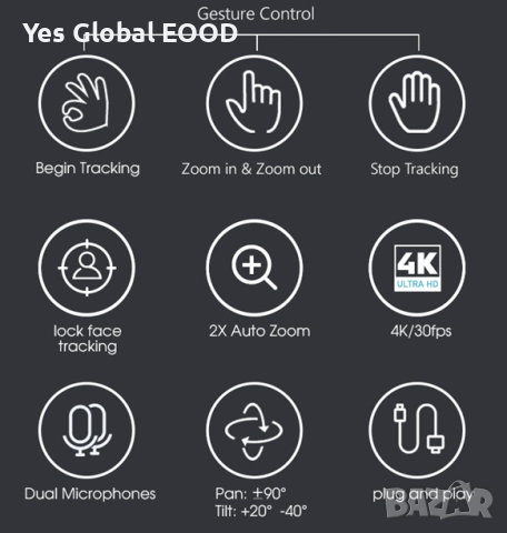 YesSmart YS7080 4K AI PTZ уеб камера, снимка 4 - Камери - 53888880