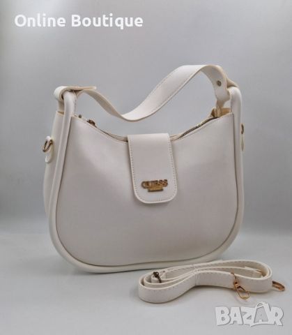 Дамска кожена чанта бял цвят, снимка 1 - Чанти - 46217323