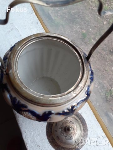 Стар английски порцелан буркан за бисквити George Jones&Sons, снимка 5 - Антикварни и старинни предмети - 53384790