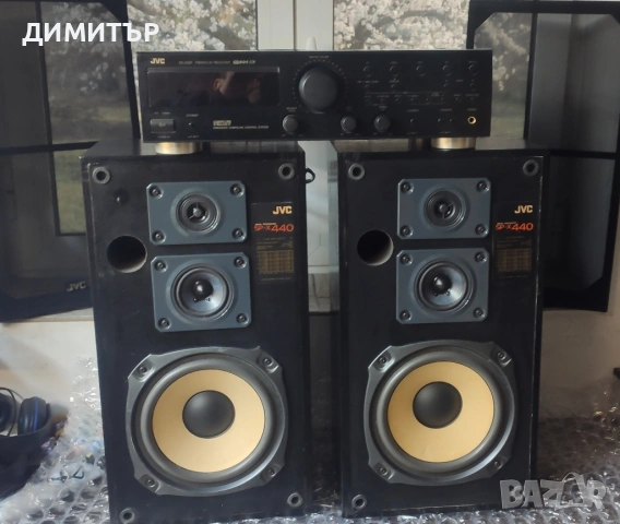 тонколони + ресивър JVC