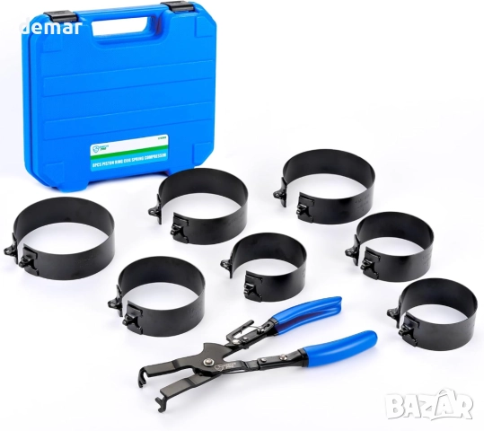 Комплект за компресиране на бутални пръстени SMOTIVEPRO, 7 части, клещи с тресчотка