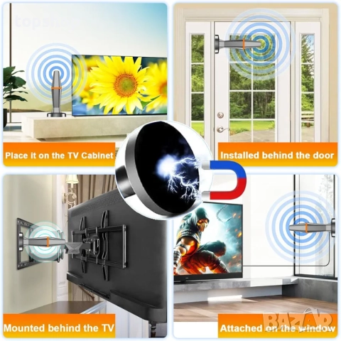 Нова цифрова телевизионна антена за Smart TV, вътрешна телевизионна антена за телевизор без кабел..., снимка 5 - Части и Платки - 52710453