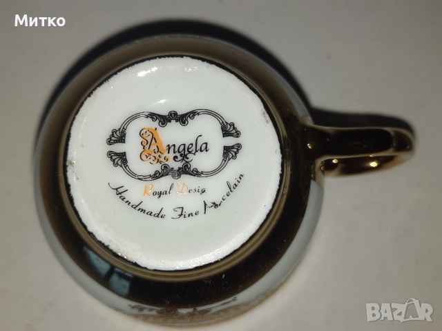 Луксозен сервиз за кафе от фин порцелан ръчно рисуван със златен кант, снимка 6 - Сервизи - 52868005