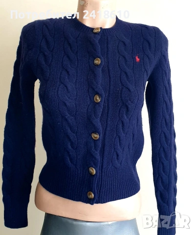 POLO Ralph Lauren Cable Wool / Cashmere Knit Womens Size XXS ОРИГИНАЛ! Дамска Жилетка, снимка 4 - Жилетки - 53579128