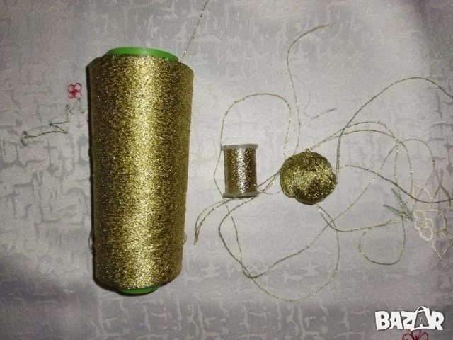 метализиран златист конец 3 броя, снимка 2 - Други - 50693589