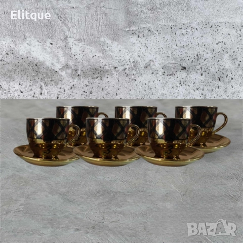 Комплект от 6 бр. чаши за кафе + 6 бр. чинийки