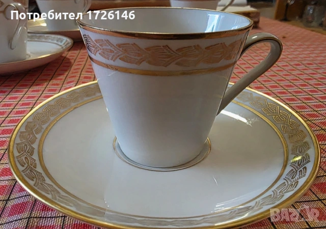 Порцеланов сет за кафе 4 броя с позлата на Eschenbach Bavaria Germany