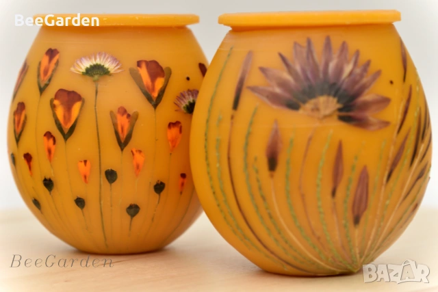 Ръчно изработено бурканче от пчелен восък с пчелен мед, снимка 3 - Пчелни продукти - 43761816