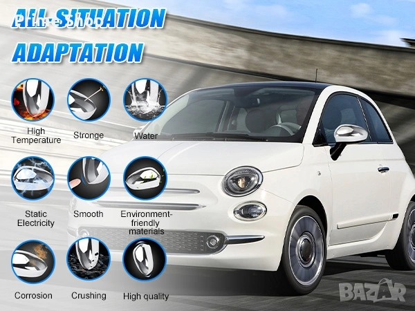 Хромирани капаци за странични огледала за Fiat 500 (2007-2023) – 2 бр., снимка 11 - Части - 53776272