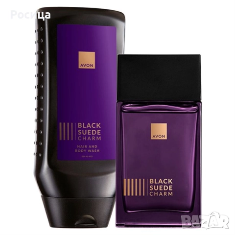 Комплектът душ гел за коса и тяло Black Suede Charm | 250 мл | • Тоалетна вода Black Sued
