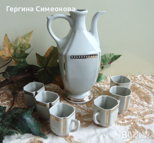 Сервиз за ракия стар български порцелан, снимка 2 - Сервизи - 52564886