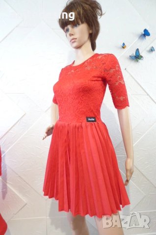 Червена детска рокля за спортни танци с дантела, снимка 5 - Детски рокли и поли - 51218598