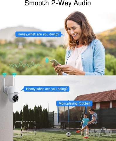 ANRAN 5MP PTZ WiFi FHD охранителна камера за външно видеонаблюдение IP66, снимка 4 - HD камери - 51139301