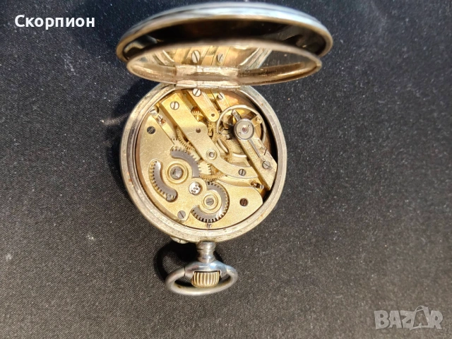 Швейцарски джобен часовник с посребрени капаци 1905г. - 10 РУБИНА - ПРОМОЦИЯ, снимка 5 - Джобни - 50521710