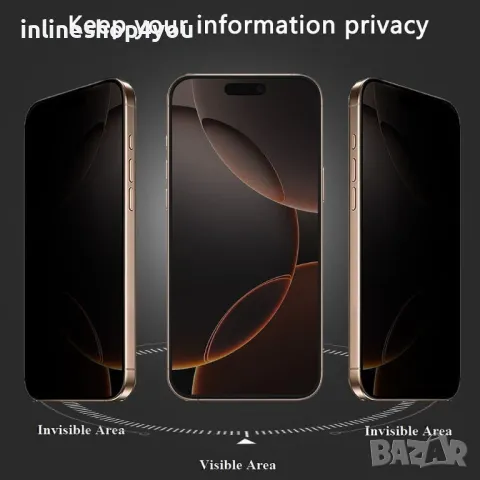 Privacy 5D Стъклен протектор за Apple iPhone 16 Pro Max, снимка 4 - Фолия, протектори - 47264154