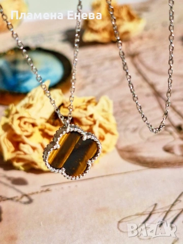 Колиета по модел на Van Cleef – сребърни бижута, снимка 2 - Колиета, медальони, синджири - 53744835