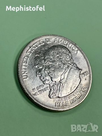 1/2 долар (Half Dollar) 1923 г Доктрина Монро, САЩ - сребърна монета, рядка, снимка 4 - Нумизматика и бонистика - 45079054