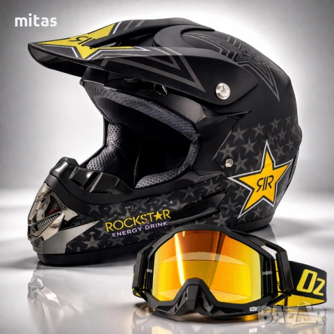 Кросова каска ROCKSTAR, Full Face, DOT Сертификат, Размер: S; M;, снимка 9 - Аксесоари за велосипеди - 52137315