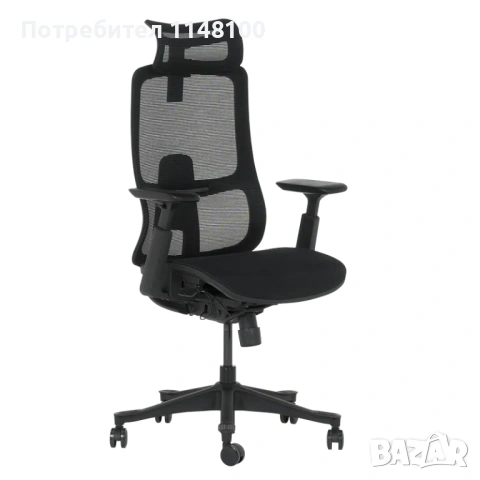 Ергономичен стол BETIM – ЧЕРЕН, снимка 2 - Столове - 53232070