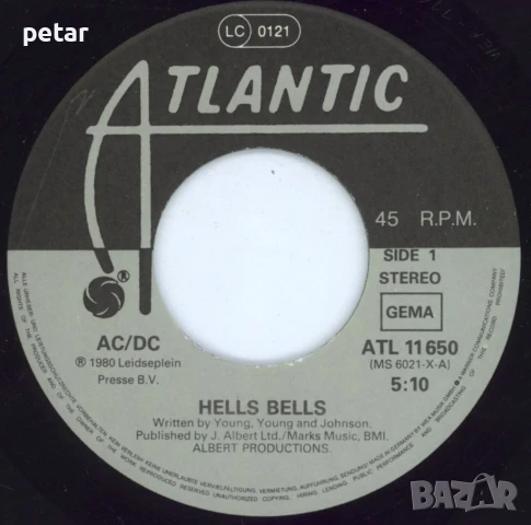 AC/DC Hells Bells single, снимка 2 - Грамофонни плочи - 50733335
