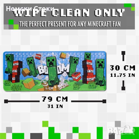 Подложка за мишка и бюро Minecraft Creeper Desk Mat 80х30см, снимка 4 - Клавиатури и мишки - 45194995