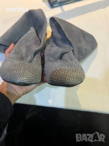 Велурени ботуши с камъни, снимка 3 - Дамски ботуши - 52164697