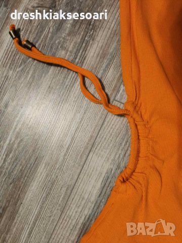 Оранжева и зелена рокля рипс, снимка 1 - Рокли - 46343555