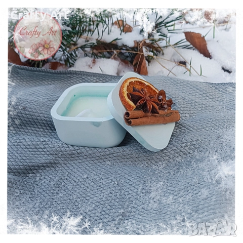 Ароматна соева свещ в керамична кутия ръчна изработка от естествени материали , снимка 5 - Декорация за дома - 51980236