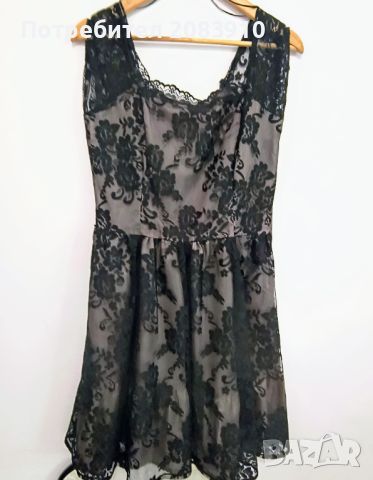 Черна дантелена рокля размер 40, снимка 11 - Рокли - 46436806