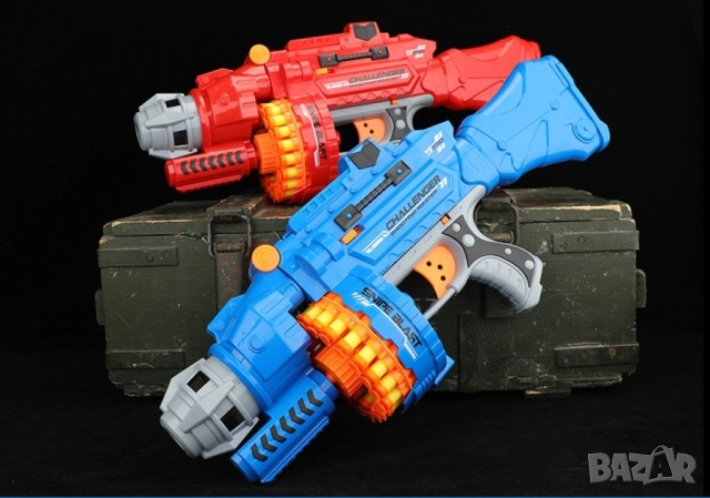   Голям детски пистолет с меки стрели  