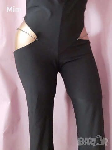  Резервирани S Черен еластичен гащеризон с мъниста , снимка 5 - Гащеризони - 54297835