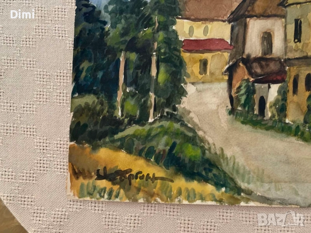 СТОЯН ГЕОРГИЕВ акварел пейзаж, снимка 4 - Картини - 52815030