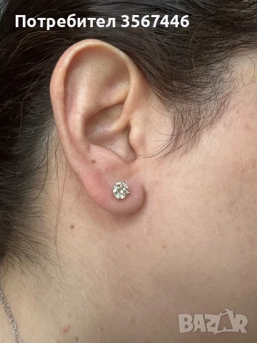 2 карата Диамантени обеци в 14 карата бяло злато, снимка 5 - Обеци - 51278765