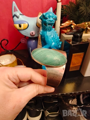 Антикварна сребърна гривна с голям естествен амазонит ., снимка 4 - Антикварни и старинни предмети - 53330827