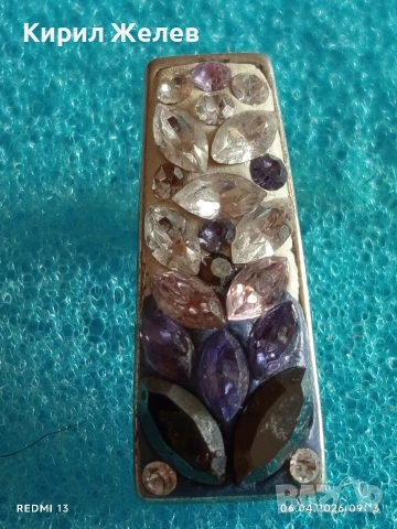 Коктейлна сребърна обеца с инкрустирани кристали цветни много красива 49832, снимка 5 - Обеци - 54104172