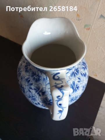 Ръчно рисувана кана / ваза, порцелан, вис.25 см., снимка 2 - Декорация за дома - 52790784