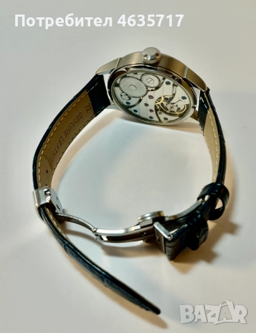 Нов Ръчно сглобен механичен часовник – класически дизайн със синя индикация, снимка 3 - Мъжки - 52220316