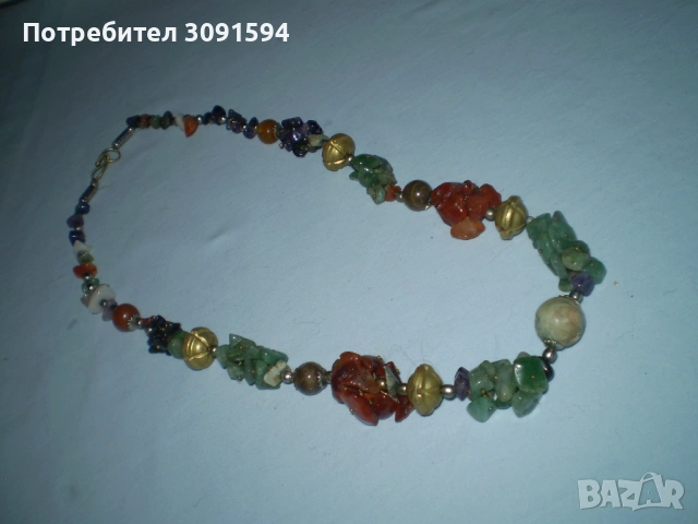 Колие  винтидж полускапоценни  камъни, многоцветно, , многопластово, бохемско,