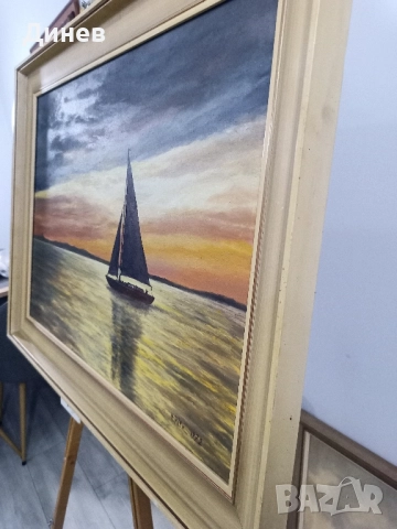 картина маслени боиВетроход при Залез, снимка 4 - Картини - 51966892