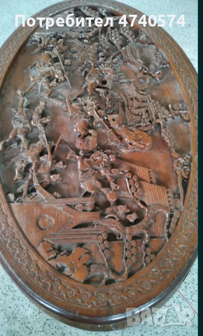 Ориенталска маса, ръчно резбована от масивно махагоново дърво., снимка 2 - Маси - 53635733