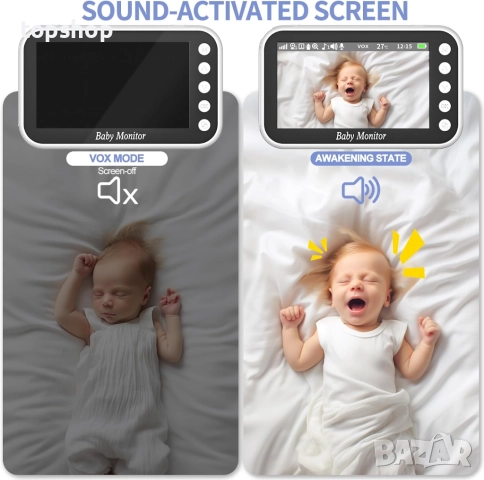 Нов OBVHNUA PTZ бебефон без wifi, 300 метра разстояние с видео и аудио 720P 4.3-инчов дисплей..., снимка 5 - Бебефони - 52261301