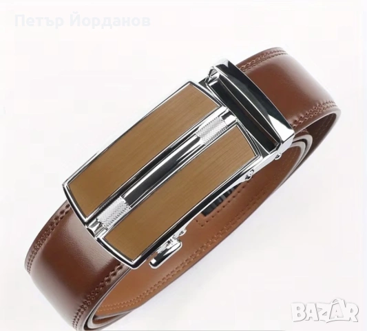 Мъжки кожени колани с автоматична катарама – комплект 2 броя, снимка 4 - Колани - 54080402