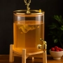 Голям диспенсър за напитки 8L с дървена стойка и златист кран, снимка 7
