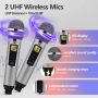 Караоке Bluetooth колонка HIUYRFS преносим комплект за деца с 2 безжични микрофона LED светлина, снимка 11