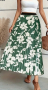Плисирана пола в зелено с бели цветя, снимка 1 - Поли - 44959570