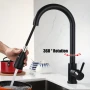 🖤 Модерен Матов Черен Кухненски Смесител с 360° Завъртащ Излив – Професионален Стил у Дома, снимка 1
