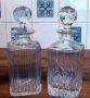 2 винтидж английски кристални гарафи, 2 кристални чаши и поднос със сребърно покритие., снимка 3