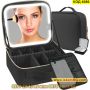 Куфар за козметика с огледало и LED регулиращо осветление - черен цвят - КОД 4080