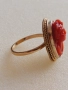 Дамски златен пръстен 14к с инкрустирана коралова камея, снимка 7